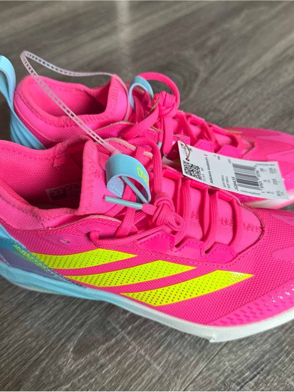 Adidas Adizero Instinct+ 2.0 Softball Cleats Pink Yellow Blue Women's Size 6.5